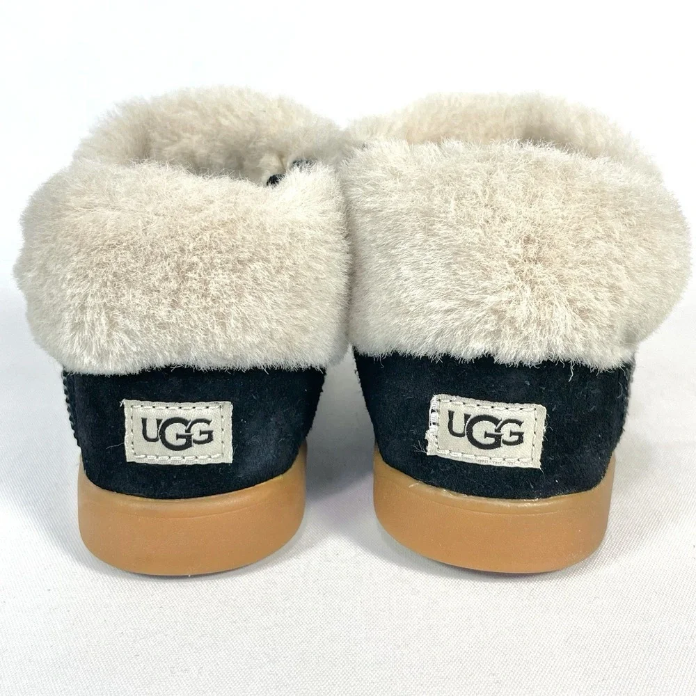 UGG Dreamee Toddler Boots Size 10 Black Suede Faux‎ Fur Zip Winter Booties